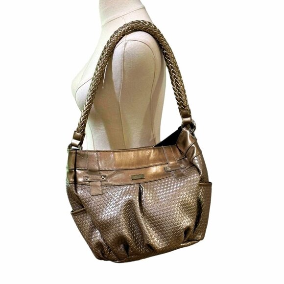 Miche Rebekah Purse Handbag Gold Woven Magnetic Closure Side Pockets NWOT - Picture 2 of 13